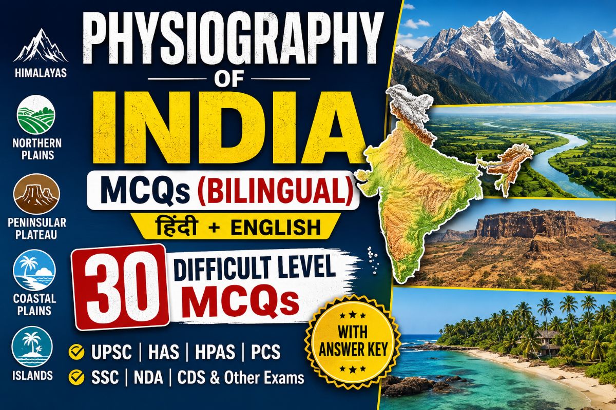 30 Difficult Physiography of India MCQs with Answers | UPSC & HAS Level – GK article for competitive exams