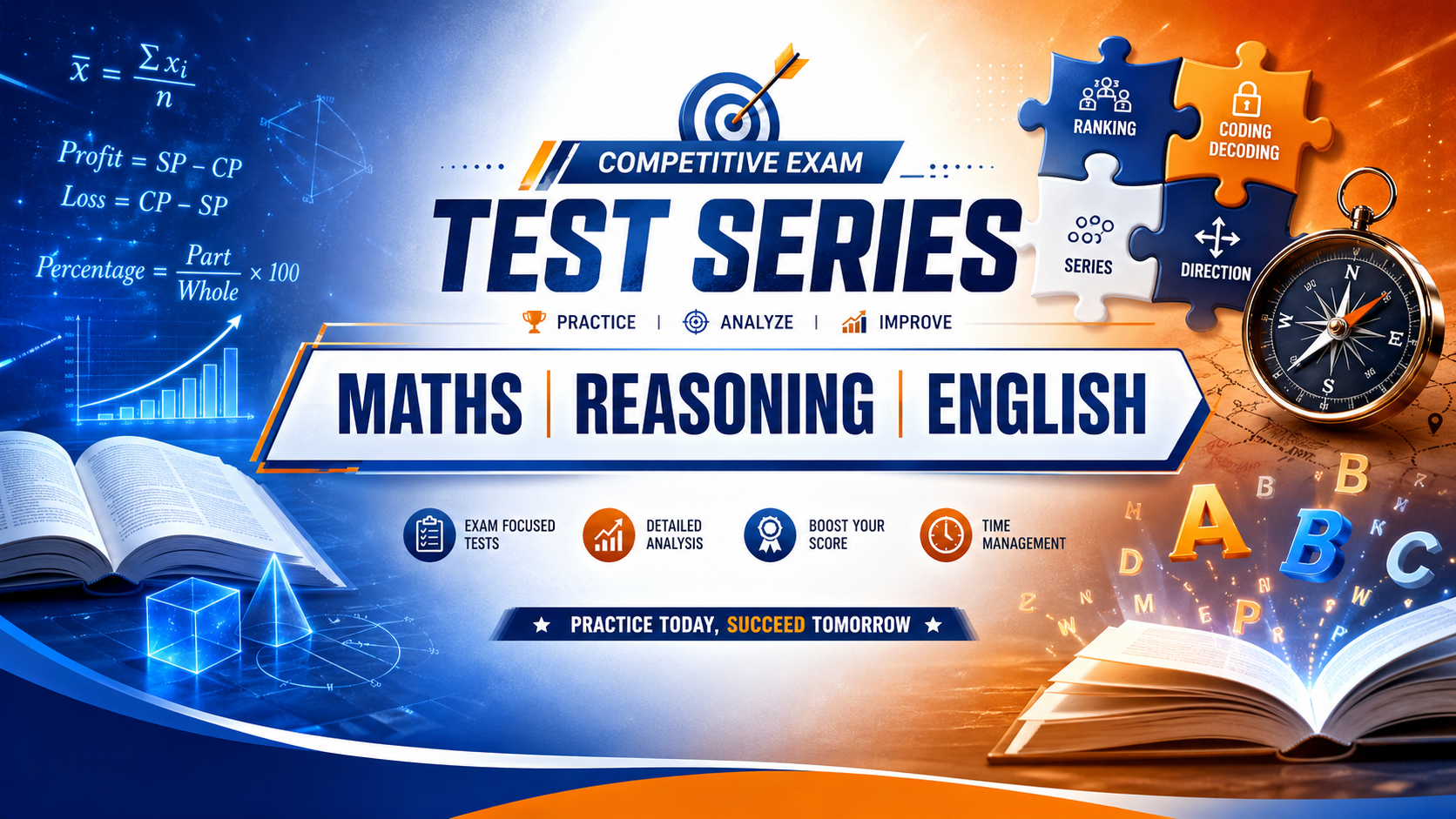 Maths, Reasoning & English Practice Test Series